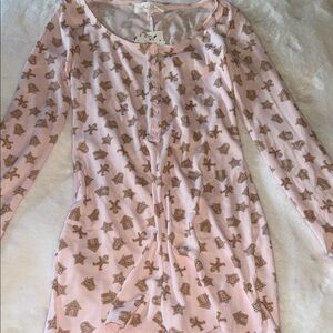 Pink rose  Long Sleeve Button-Up Romper
